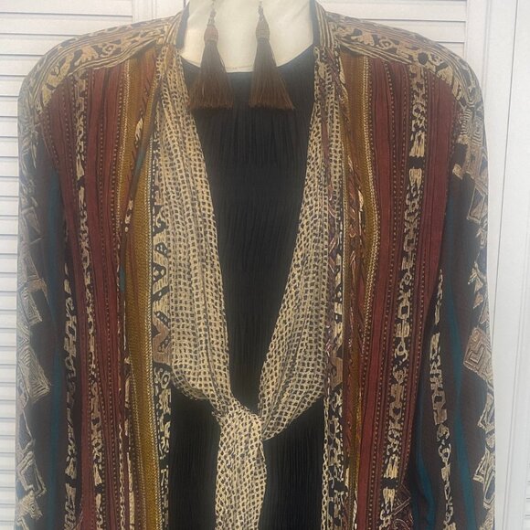 Vintage 90s African Print Carole Little Jacket Sz. L - Picture 3 of 13